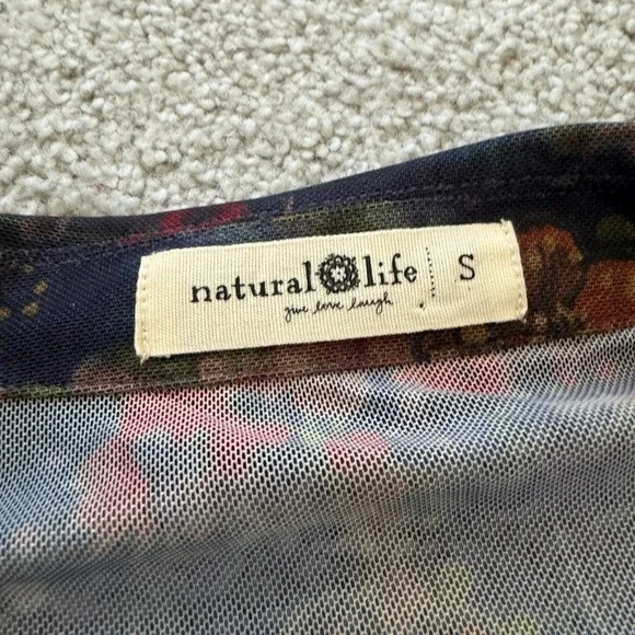 Natural Life Carina Mesh Top Womens S Blue Floral Cottage Whimsigoth Fairy Witch - Picture 6 of 9